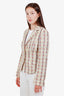 Etro Nude Striped Embroidered Cotton Blazer Size 44