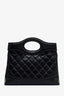 Pre-loved Chanel™ 2023 Black Shiny Crumpled Calfskin Quilted Mini 31 Shopping Bag