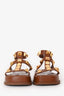 Valentino Brown Leather Roman Studs Platform Sandals Size 38