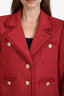 L'Agence Red Metallic Tweed Button Jacket Size 4