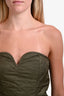 Ganni Green Quilted Puffer Strapless Mini Dress Size 38