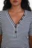 Frame Navy/White Cotton Striped Henley Tee Size XS