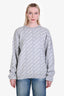 Balenciaga Grey Cotton Spandex Intarsia Logo Crewneck Sweater Size S