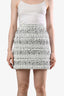 Pre-loved Chanel™ 2017 White Tweed Pearl Detail Mini Skirt Size 34