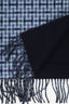 Hermès Navy/Light Blue Patterned Reversible Cashmere Fringe Scarf