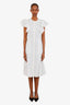 Chloe White Cotton Ruffled Midi Dress Size 36