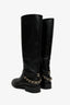 Pre-loved Chanel™ Black Leather Interlocking CC Knee High Riding Boots Size 38.5