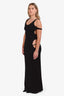 Gucci 2023 Black Ribbed Cut-Out Crystal GG Sleeveless Maxi Dress Size XXL