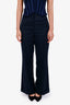 Sandro Navy Blue Pin Stripe Straight Leg Pants Size 36