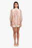 Zimmermann Cream/Pastel Floral Linen Long Sleeve Top + Short Set Size 0