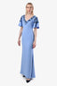 Badgley Mischka Blue Crepe Floral-Motif Dress Size 2