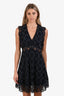 Sandro Navy Lace Embellished V-Neck Sleeveless Mini Dress Size 34