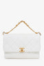 Pre-loved Chanel™ 2022+ White Lambskin CC Crystal Logo Small Flap Bag