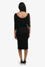 Versace Black Asymmetrical Fringe Sleeveless Midi Dress Size 42