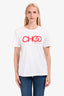Jimmy Choo White Graphic Crewneck T-Shirt Size M