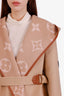 Louis Vuitton Beige Wool Belted Double Face Hooded Wrap Coat Size 36