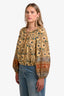 Ulla Johnson Yellow/Teal Printed Cotton Blouse Size 8