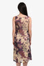 Dries Van Noten Purple/Yellow Sheer Silk Floral Print Midi Dress Size 36