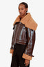 Camela Coelho Brown Faux Shearling and Leather Cropped 'Elba' Jacket Size XXS