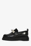 Simone Rocha Black Leather Pearl Bell Embellished Loafers Size 39