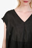 Rick Owens Black Sheer Silk Oversized V-Neck Tunic Size 44