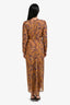 Veronica Beard Mustard Paisley Print Silk 'Ferrara' Ruched Maxi Dress Size 4