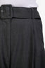 Dries Van Noten Grey Cotton Wool Belted Cuffed Trousers Size 36