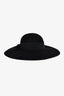 Saint Laurent Black Angora Bow Wide Brim Hat Size 60