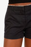 Prada Navy Blue Cotton Frayed Waistband Mini Shorts Size 44