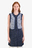 St. John Navy/White Tweed Zip Up Long Vest Size 6