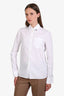 Prada 2022 White Crisp Poplin Triangle Logo Badge Button Up Shirt Size 36