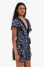 Sandro Black/Blue Floral Short Sleeve Romper Size 38