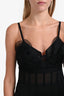 Oscar de la Renta 2016 Black Floral Bustier Midi Dress Size 10