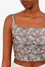 Prada Pink/Green Metallic Floral Crop Top Size 40