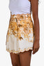 Zimmermann Brown/Yellow Scalloped High Rise Shorts Size 2