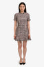 Sandy Liang Pink/Black Tweed with Mesh S/S Mini Dress Size 36