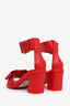 Comme des Garçons Red Leather Bow Ankle Strap Sandals Size 36.5