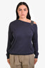Brunello Cucinelli Grey Cashmere Silk Monili Beaded One Shoulder Sweater Size M