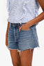 Agolde Light Denim Medium Wash Blue Frayed Denim Shorts Size 26