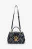 Dolce & Gabbana Black/White Polka Dot Leather Top Handle Bag with Strap