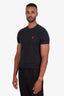 Ami Paris Black Cotton Initial Heart Embroidered T-Shirt Size M Mens