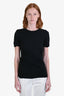 Rick Owens SS 2025 Black Cotton 'Temple' Gathered T-Shirt Size S