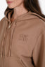 Miu Miu Camel Wool Cashmere Zip Logo Embroidered Hoodie Size 38