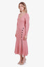 Self-Portrait Pink/Sparkle Knit Long Sleeve Button Detail Maxi Dress Size S