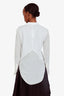 Helmut Lang White Cotton Silk Sheer Distressed Button Down Top Size P