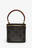 Celine Brown Coated Canvas and Calfskin Mini Triomphe Vanity Case Top Handle with Shoulder Strap