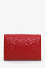 Gucci Red Leather GG Marmont Mini Wallet on Chain