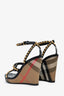Burberry Black Leather Nova Check Wedge Heels Size 39