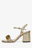 Gucci Gold Metallic T-Strap GG Marmont Sandals Size 34