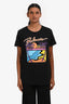 Balmain Black Cotton Orange Graphic T-Shirt Size S